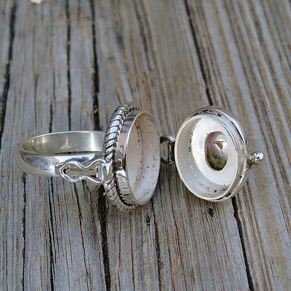 SOLD Sterling Silver Natural Watermelon Tourmaline Poison Ring - Picture 6 of 8